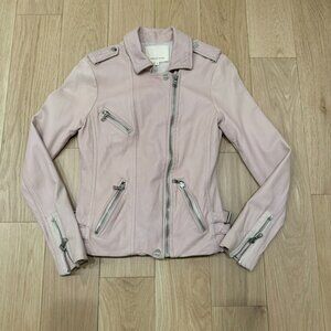 Rebecca Taylor Pink Motorcyle Lambskin Leather Jacket Size 2 Sample